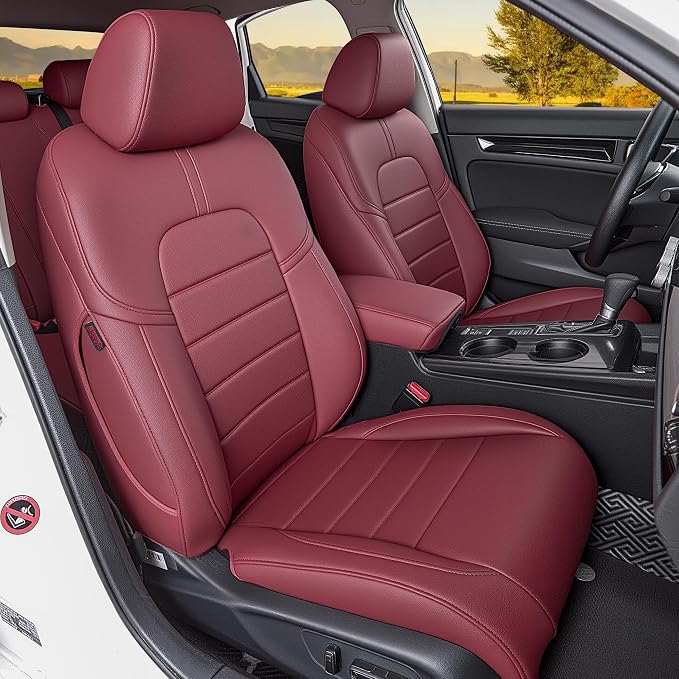 HKZ Custom Fit Civic Seat Cover Full Set for Honda Civic 4 Door (Hatchback 2022-2026 Sport Touring)&(Hatchback 2022-2024 EX-L) 5-Seats Full Set,Leather Seat Protector(Burgundy) by HKZ