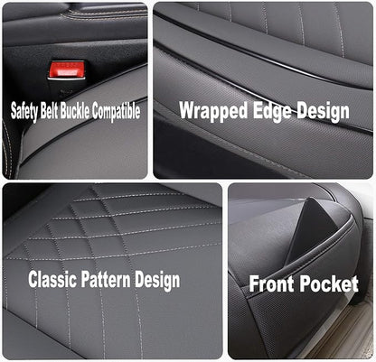 kingphenix Car Seat Cover, PU Leather Front Bottom Seat Protector | Front Bottom Seat Protector, Non-Slip Backing, Edge Coverage and Easy Installation for Sedans, SUVs, Trucks and Vans, Gray - Image 2
