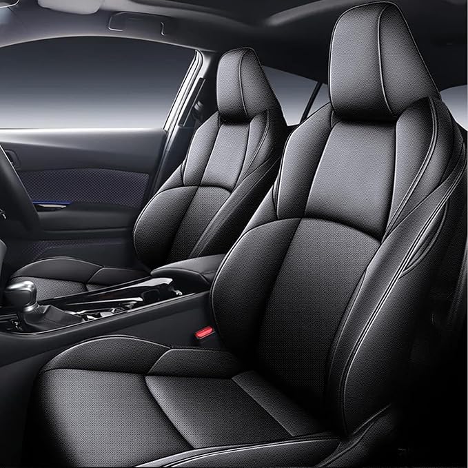 Seat Covers for Mazda 3 2019 2020 2021 2022 2023 2024 2025 2026 | Custom Fit Full Set Waterproof Aigbag Compatible,Faux Leather Car Mazda3 Seat Cover Black by AOMSAZTO