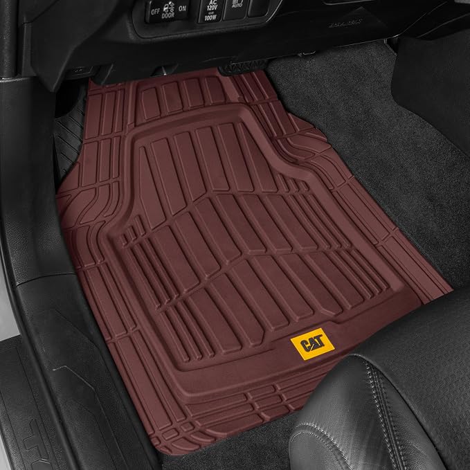 CAT® ToughRide™ Heavy-Duty 4 Piece Burgundy Floor Mats for Cars - Trim to Fit All-Weather Rubber Car Mats Full Set - Truck Mats & Cars Floor Mats - Interior Accessories for SUVs & Car Rug Protection - Image 2