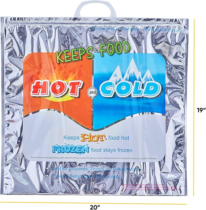 Superio Hot and Cold Insulated Bags for Food Delivery, Grocery Shopping Bags, Food Storage for Hot and Frozen Food for Travel, Disposable Cooler Bag, Reinforced Thermal Lunch Bag (5, 20" x 19") - Image 2