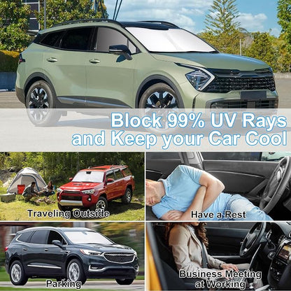 3PCS Car Window Shades Front Windshield Sun Shade Foldable Window Shade Custom Fit for 2018-2022 KIA Sportage Accessories Car Shades for Front Windows Anti-UV Rays Block Heat - Image 6