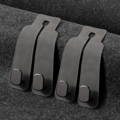 KINIVA Car Seat Headrest Storage Hooks, Set of 2, Suede PU Leather, Double Hooks (Grey) - Image 5