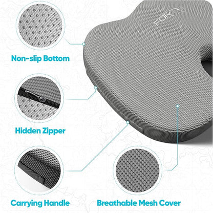 FORTEM Seat Cushion & Lumbar Support for Office Chair, Wheelchair, Car | Memory Foam | Ergonomic Design | Washable Cover | Non Slip | Grey - Image 4
