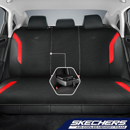Skechers Memory Foam Car Seat Covers, Air Cool Mesh Thick Seat Covers, Car Seat Full Sets, Airbag Compatible, Automotive Comfort Protection for Most Cars,Vans,Trucks, SUVs,Red - Image 3