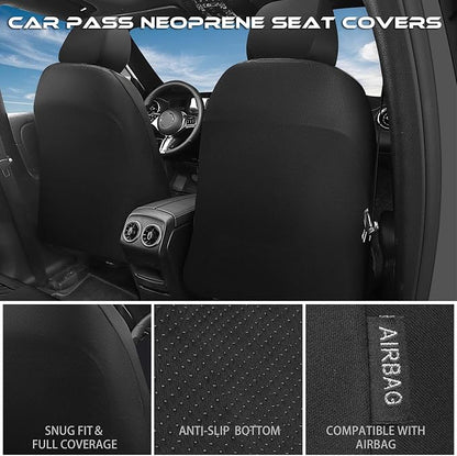 CAR PASS Waterproof Car Seat Covers Front Seats Covers Neoprene Wetsuit, All-Weather Non-Slip Durable,Universal Fit for SUV Sedans Trucks Vans Automotive,Armrest Airbag Compatible,Emboss 2 Black Green - Image 6