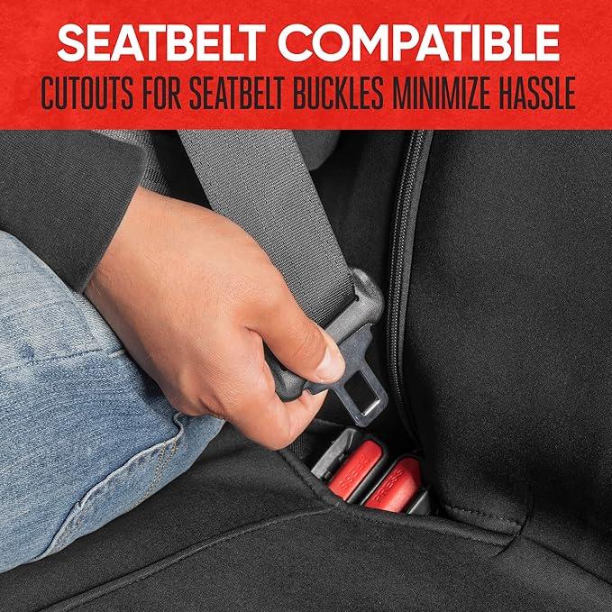 Motor Trend SpillGuard Neoprene Rear Seat Protector - Waterproof Bench Cover for Cars With Gray Stitching, Padding for Kids & Dogs - Image 3