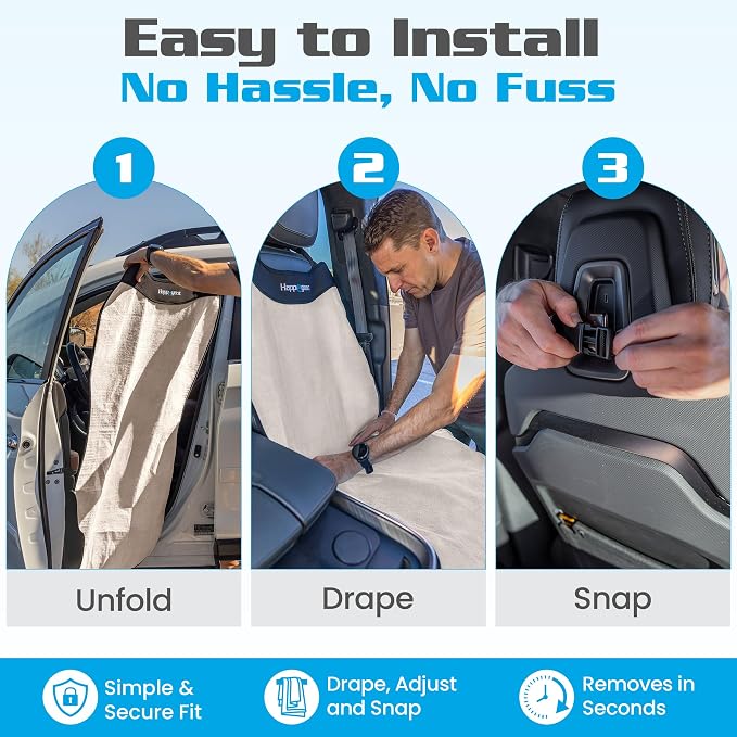 Happeseat Waterproof Car Seat Cover & Protector, Sand | Universal Fit, Car Seat Towel Cover, Slip Resistant Backing, Machine Washable, Fits Front & Back, Easy Install & Storage - Image 5