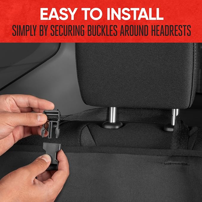 Motor Trend SpillGuard Waterproof Rear Split Bench Seat Covers for Trucks Rear Seat Cover Only - Black Car Seat Covers, Back Seat Covers Only - Durable Neoprene Spill Resistant for Kids & Dogs - Image 4