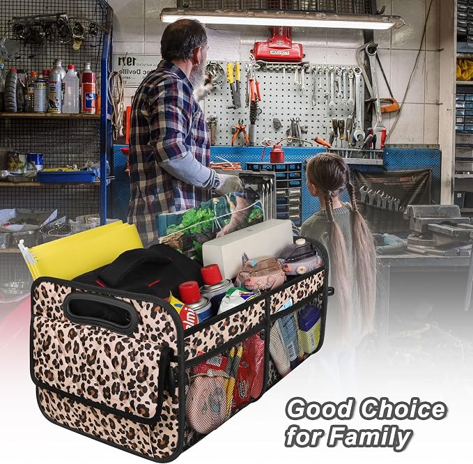Deosk Trunk Organizer for SUV, Car Organizers and Storage with Reinforced Handles, Car Accessories for Women/Men - Large, Leopard Print - Image 7