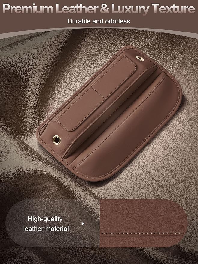 Universal Fit Premium Leather Car Seat Gap Filler Organizer, Center Console Organizer with Card Slots, Clever Gifts for Car SUV Truck Owners (Brown, 2 Pack) - Image 4