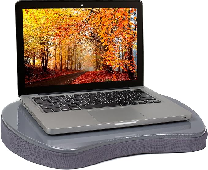 Sofia + Sam Mini Lap Desk with Memory Foam Cushion | Handle | Fits Laptops Up to 15" | Work from Home | Silver | Portable Travel Desk | Reading Writing and Coloring by Sofia+%2B+Sam