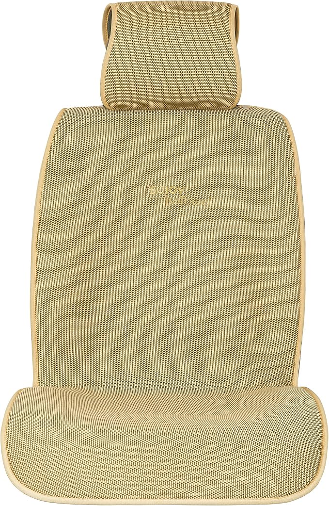 IsoTowel Car Seat Cover, Microfiber Seat Protector with Quick-Dry Non-Slip Base,Car seat Protector for All Workouts, All-Weather Honeycomb Cloth (Tan) by Sojoy
