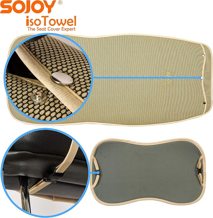 IsoTowel Car Seat Cover, Microfiber Seat Protector with Quick-Dry Non-Slip Base,Car seat Protector for All Workouts, All-Weather Honeycomb Cloth (Tan) - Image 5