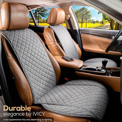 Faux Linen Front Car Seat Cover, Seat Protector, 1 Unit, Cool Gray | Non-Slip Bucket Sear Cover for Most Cars, SUVs, Vans & Trucks – Machine Washable, Side-Airbag Friendly - Image 8