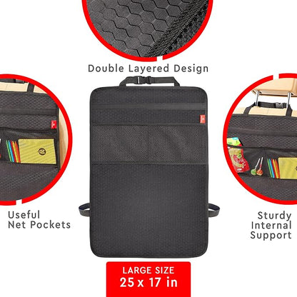 Helteko Back Seat Protector for Car, 2 Pack Premium Kick Mats for Kids, Extra Large Car Seat Cover for Backseat with Mesh Pockets, Waterproof Dirt & Mud Protection, Black - Image 6