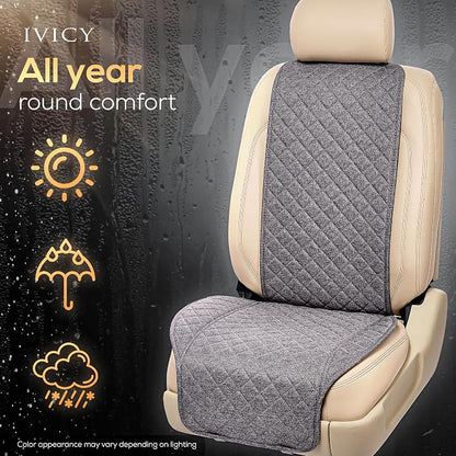 Faux Linen Front Car Seat Cover, Seat Protector, 1 Unit, Cool Gray | Non-Slip Bucket Sear Cover for Most Cars, SUVs, Vans & Trucks – Machine Washable, Side-Airbag Friendly - Image 7