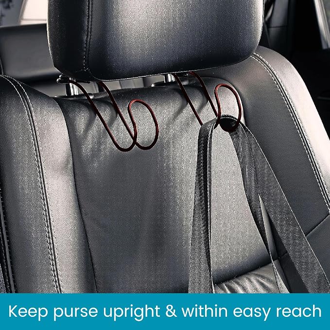 High Road Unbreakable Car Bag Hooks - Large Car Seat Hooks for Purse, Backpack, Coats, Hats and Heavy Bags up to 40 lbs - Secure Attachment Fits All Headrest Posts, 2 Pack - Image 3