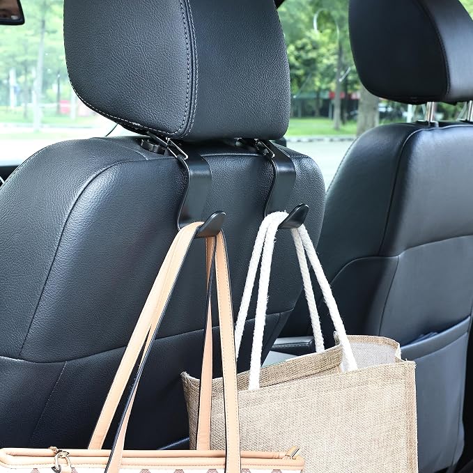 Car Headrest Hooks, 50lbs Load, Durable ABS, 4-Pack Car Hooks | 360° rotating, fits most car headrests, holds coats/purses/umbrellas/groceries, easy install, keeps car organized, Black - Image 7