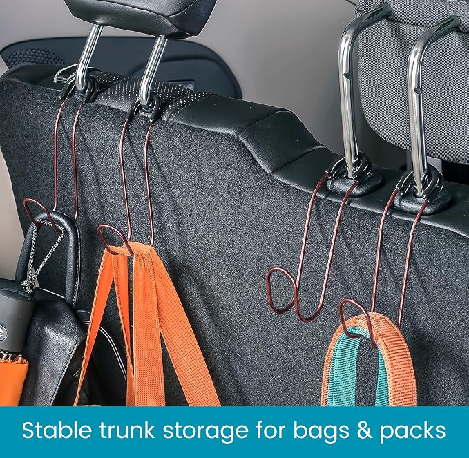 High Road Unbreakable Car Bag Hooks - Large Car Seat Hooks for Purse, Backpack, Coats, Hats and Heavy Bags up to 40 lbs - Secure Attachment Fits All Headrest Posts, 2 Pack - Image 5