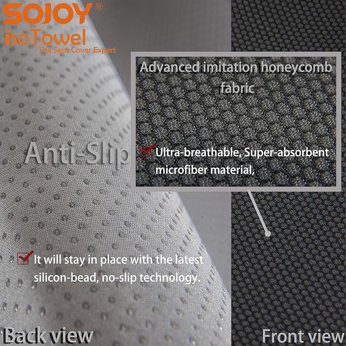 Car Seat Cover Towel - Sweat-Proof Microfiber Seat Protector for Gym Workout & Beach - Quick Dry Non-Slip Universal Fit Front Seat Towel Cover with Headrest Cover (Black) - Image 6