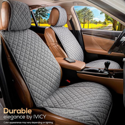 Faux Linen Front Car Seat Cover, Seat Protector, 1 Unit, Cool Gray | Non-Slip Bucket Sear Cover for Most Cars, SUVs, Vans & Trucks – Machine Washable, Side-Airbag Friendly - Image 8