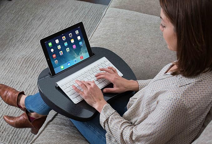 Sofia + Sam Mini Lap Desk with Memory Foam Cushion | Tablet Slot and Handle | Fits Laptops Up to 15" | Tablets Up to 9.6" | Black | Portable Travel Desk | Reading Writing and Coloring - Image 2
