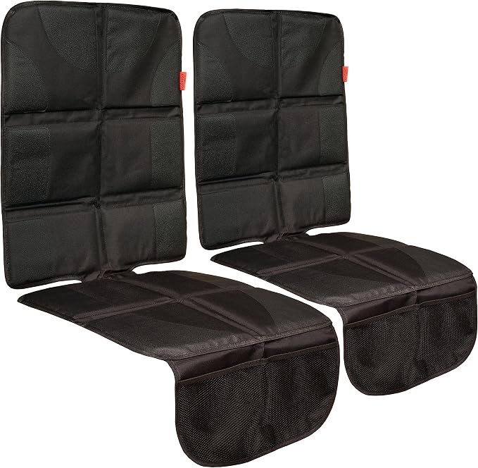 Lusso Gear Car Seat Cover & Protector - 2-Pack Waterproof Non-Slip Protector - Mesh Pocket Organizer - Universal Fit for Convertible & Toddler Car Seats, Black by LussoGear
