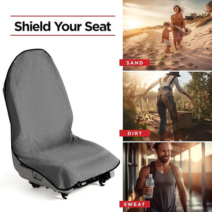 lebogner Car Seat Towel Cover for Post Gym Workout, Running and Swimming, 2 Pack Universal Fit Anti-Slip Waterproof Sweating Bucket Seat Protector for Cars, SUVs and Trucks, Grey - Image 6